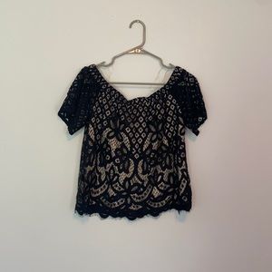 Off the shoulder black lace top